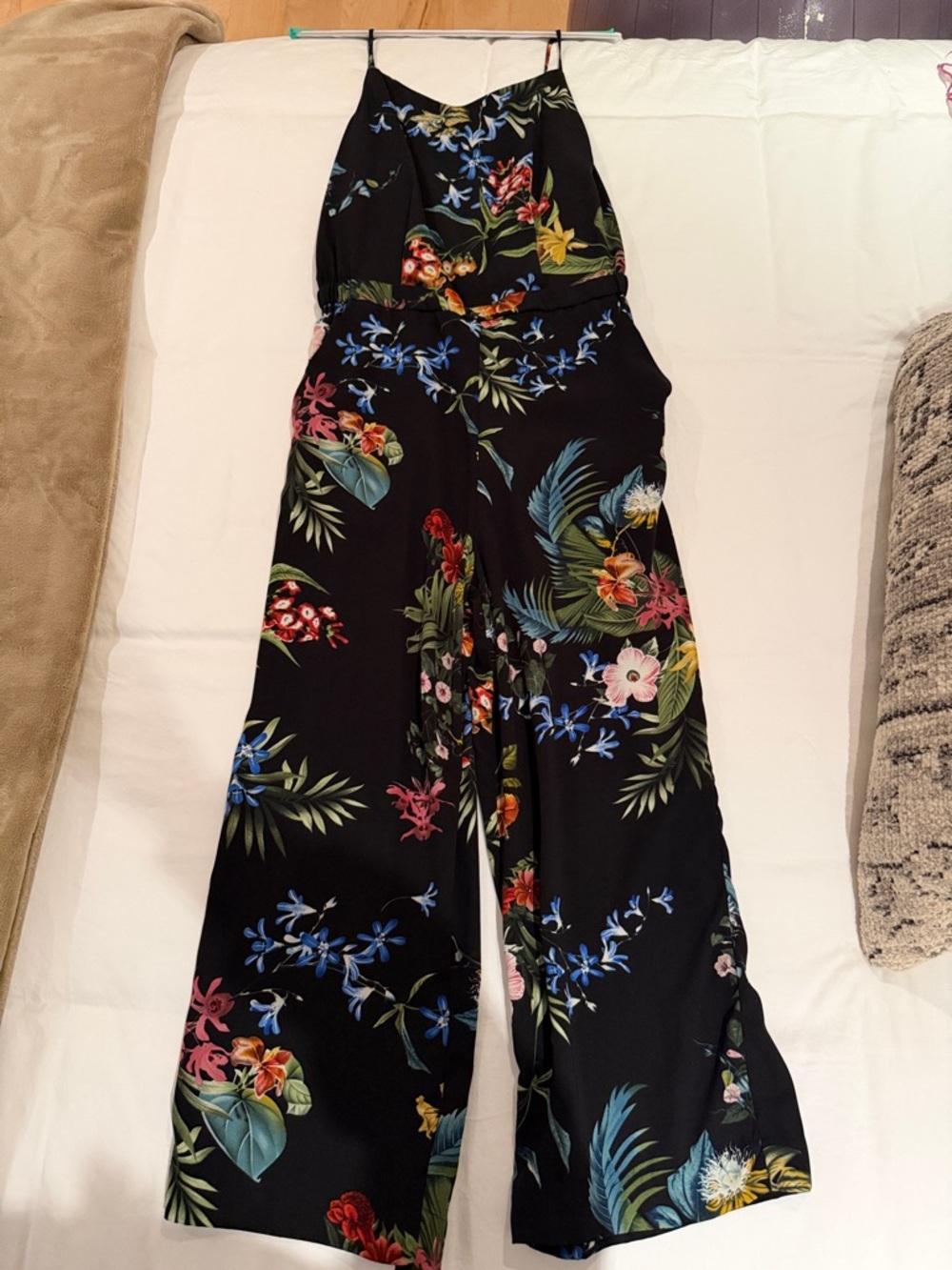Floral Black Wide-Leg Jumpsuit
